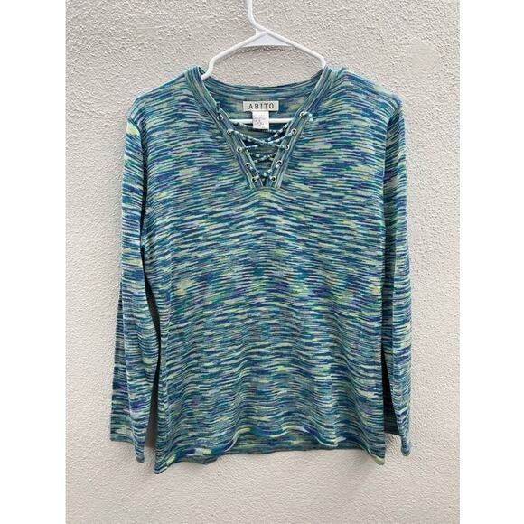 Womens Abito Blue Heathered Long Sleeve Shirt Size Small - Picture 1 of 10